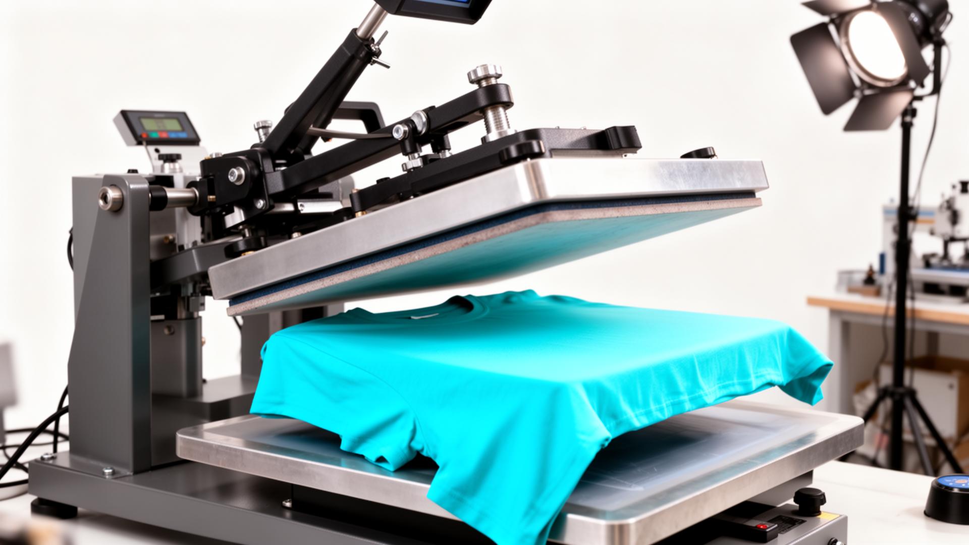 Sitotisk teal majice na heat press stroju